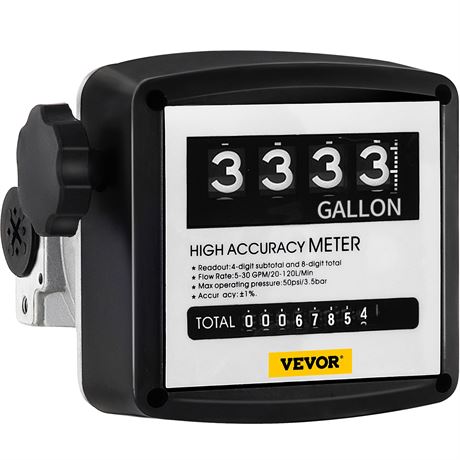 VEVOR Mechanical Fuel Meter 5 to 30 GPM Digital Diesel Fuel Flow Meter