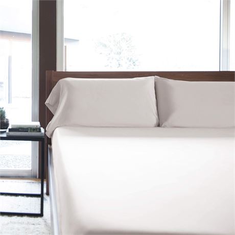 MALOUF 100% Rayon from Bamboo Sheet Set, King, Ivory