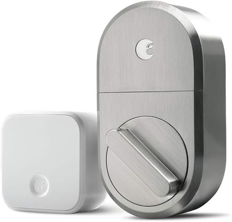 August Home Smart Lock + Connect Wi-Fi Bridge, Satin Nickel