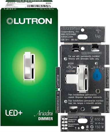 Lutron Ariadni/Toggler LED+ Dimmer | 150-Watt, Single-Pole/3-Way, White