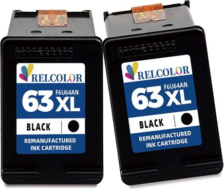 Relcolor 63XL Black Ink Cartridge Replacement for HP Ink