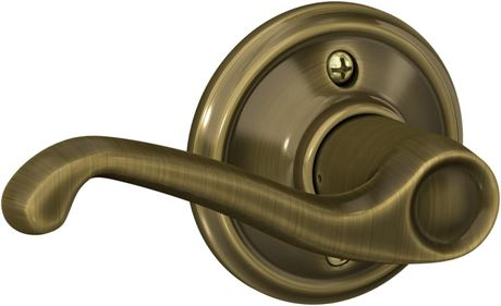 Schlage F170 FLA 609 RH Right Handed Flair Door Lever - Antique Brass