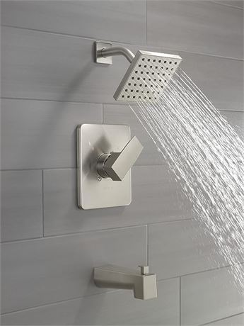 Delta Faucet Modern Brushed Nickel Tub and Shower Trim Kit