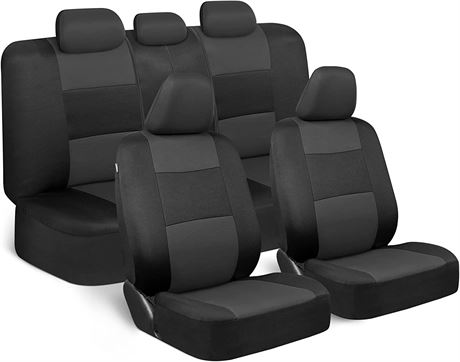 Car Seat Covers Full Set in Charcoal/Black, Front/Rear Split Bench Seat Covers