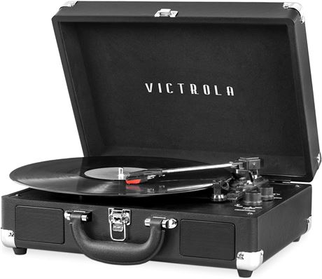 Victrola Vintage 3-Speed BT Portable Suitcase Record Player w/ Speakers - Black