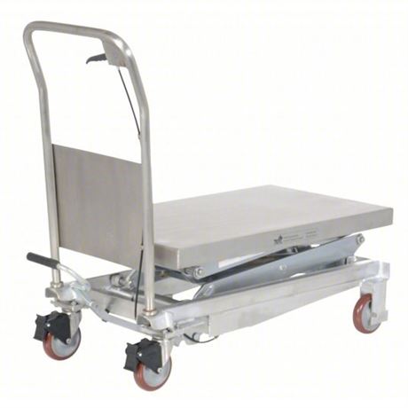 GRAINGER APPROVED Corrosion-Resistant Manual Mobile Scissor-Lift Table: 800 lb