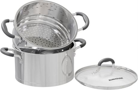 SUNHOUSE SUNHOUSE Steamer Pot for Cooking 8 inch Steam Pots with Lid