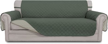 Easy-Going Reversible Couch Cover for 3 Cushion, Green/Biege