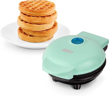 DASH Mini Maker for Individual Waffles, 4" Aqua