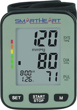 Veridian Healthcare SmartHeart Talking Blood Pressure Wrist Monitor, Gray