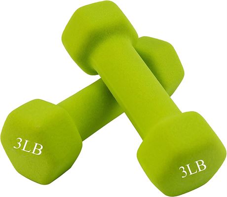 Neoprene Coated Hex 3Lb Dumbbells, Pair