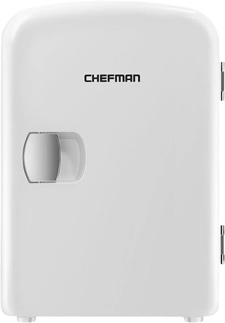 Chefman Mini Portable White Personal Fridge Cools Or Heats