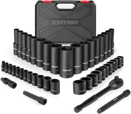 Eastvolt Mechanic Tool Kit Drive Socket Set, 46 Pieces