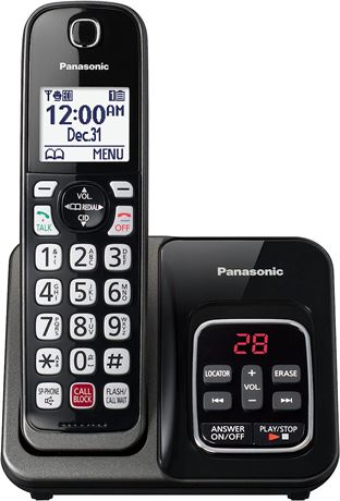 Panasonic Cordless Phone with Call Block and Answering Machine - Black