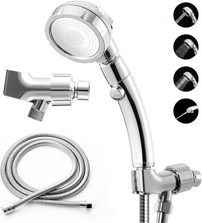 Marbrasse High Pressure Shower Head with Hose and Holder