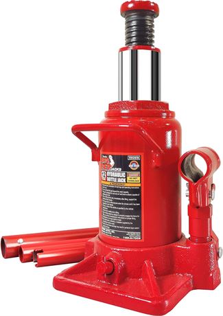 BIG RED T91207A Torin Hydraulic Stubby Low Profile Welded Bottle Jack, 12 Ton