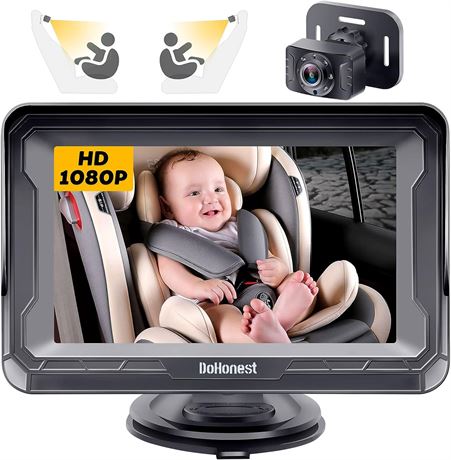 DoHonest Baby Car Camera HD 1080P - 360� Rotating Baby Monitor