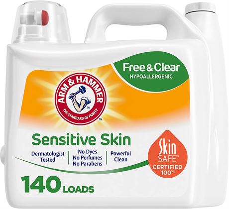 Arm & Hammer Liquid Laundry 140oz Perfume & Dye Free dual HE