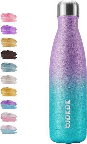 BJPKPK Insulated Water Bottles -17oz, Glitter Purple Green