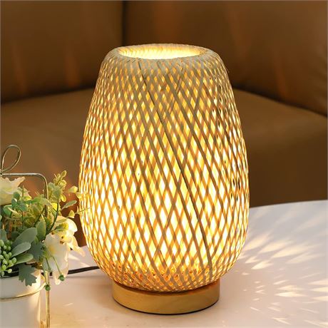 Capslpad Dimmable Rattan Table Lamp - Bamboo Woven