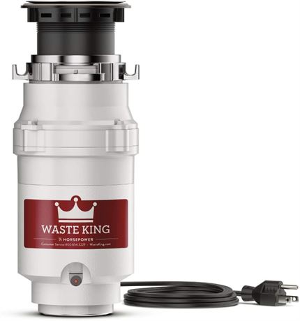 Waste King 1/2 HP Garbage Disposal, Kitchen Sink Food Waste, L-1001