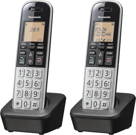 Panasonic Compact Cordless Phone with DECT 6.0 - 2 Pack - (KX-TGB812S)