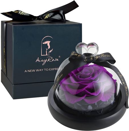 Rose Flower Birthday Gifts for Women Forever Preserved Real Rose in Glass