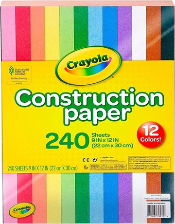 Crayola Construction Paper (240ct), 12 Assorted Colors, Set of 2