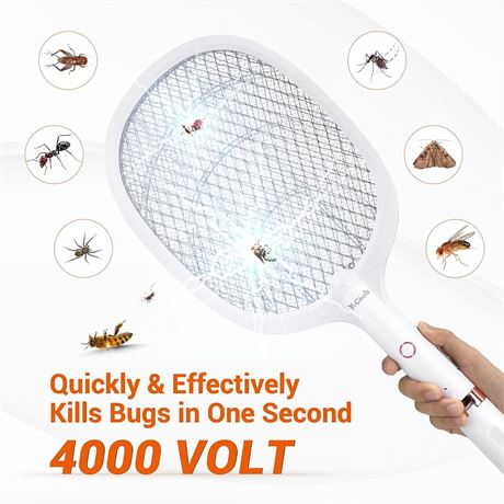 YsChois Electric Fly Swatter Racket, Rechargeable, 4000 Volt, Single