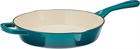 Crock Pot Artisan 10 Inch Enameled Cast Iron Round Skillet, Teal Ombre