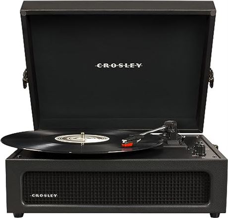 Crosley CR8017B-BK Voyager Vintage Vinyl Record Player Turntable with Bluetooth