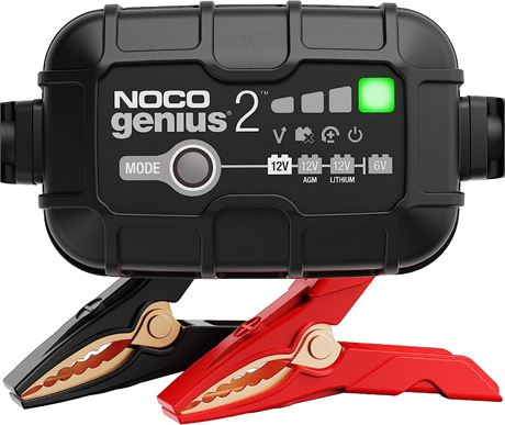 NOCO GENIUS2, 2A Smart Car Battery Charger, 6V and 12V Automotive Charger