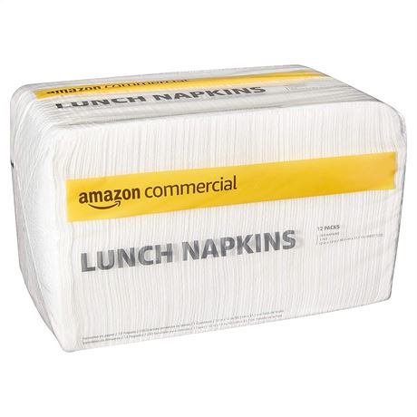 AmazonCommercial 1-Ply White Lunch Napkins (12 Packs) - Bulk - 250 Count Each