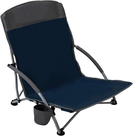 Pacific Pass Lightweight Camp and Beach Chair w/ Built-In Cup Holder