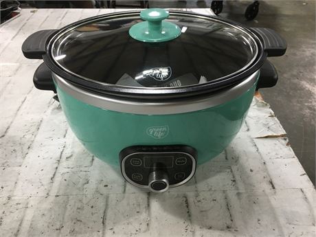 GreenLife Cook Duo, 6 Quart Family-Sized Slow Cooker, Turquoise