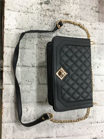 Travistar Crossbody, Leather Shoulder Quilted Chain Strap Purse, Black