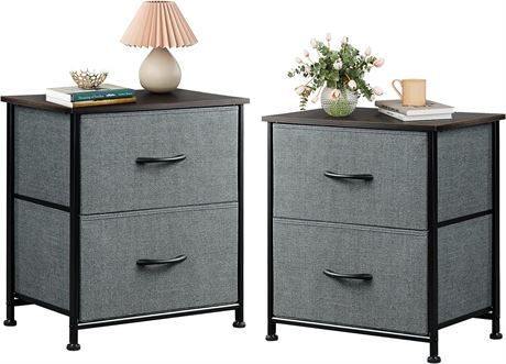 WLIVE Fabric Bin Nightstands, Set of 2