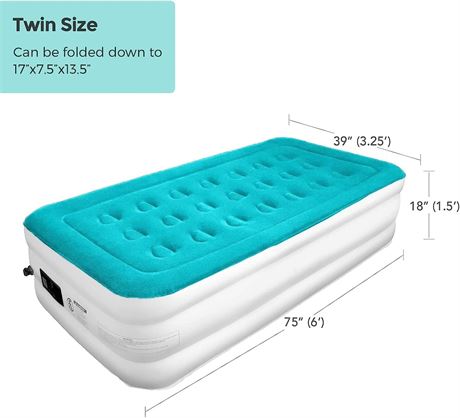 MIRAKEY Fast Inflation Air Mattresses with Built in Pump Twin - 18"