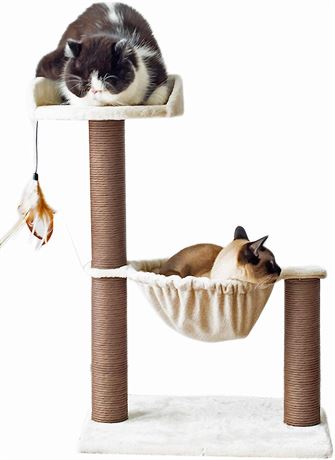 Catry Cat Tree with Feather Toy - Cozy Design of Cat Hammock