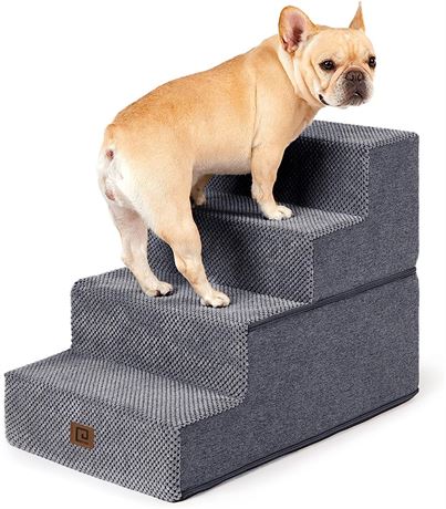 Dog Stairs for Small Dogs, 4-Step Dog Stairs for High Bed