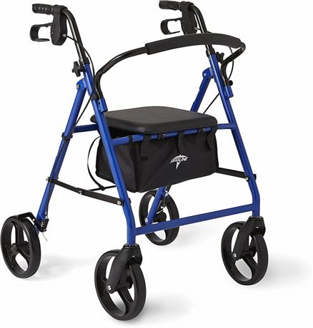 Medline Standard Steel Folding Rollator Walker with 8" Wheels