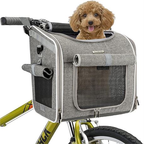 BABEYER Dog Bike Basket, Expandable Soft-Sided Pet Carrier Backpack