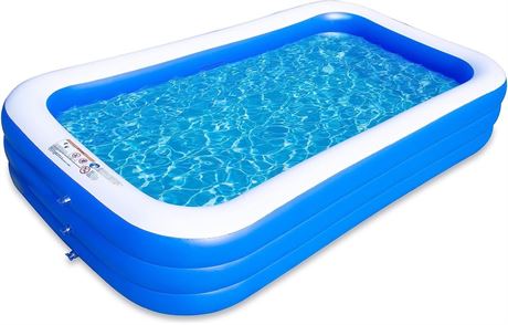 Blue and White Inflatable Pool, Size about 3Ft X 6Ft