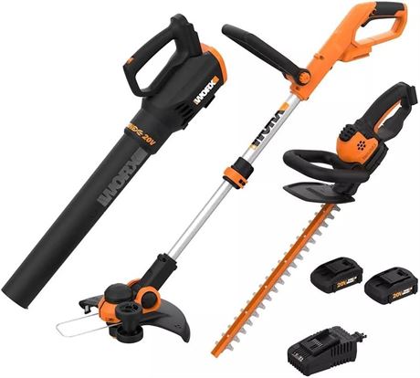 Worx 20V Power Share 3PC Cordless Combo Kit (Blower, Trimmer, & Hedge Trimmer)