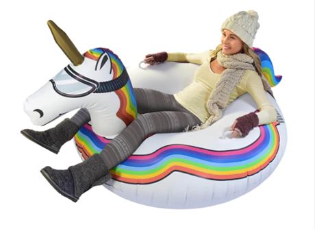 GoFloats Inflatable Winter Snow Tube Sled - Unicorn