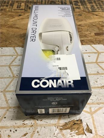 Conair Wall-Mount Hair Dryer, 1600W, LED Night Light