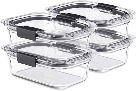 Rubbermaid Brilliance Glass Storage 3.2-Cup Food Containers with Lids - 4 Pack