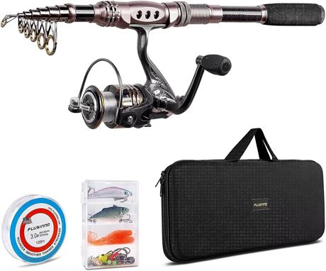 PLUSINNO Fishing Rod and Reel Combos Carbon Fiber Telescopic Pole