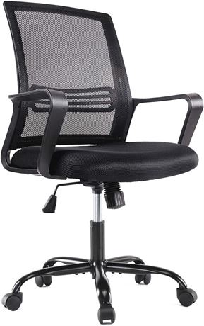 SmugOffice Ergonomic Mesh Office Chair with Wheels - Black