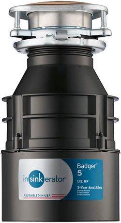 InSinkErator Garbage Disposal, Badger 5, 1/2 HP Continuous Feed, Black